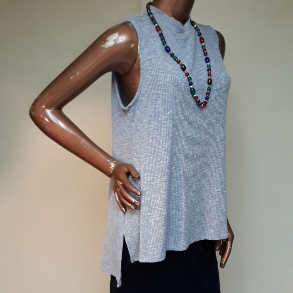 Style & Co Ribbed Grey/blue high/low Tunic - Picture 2 of 4